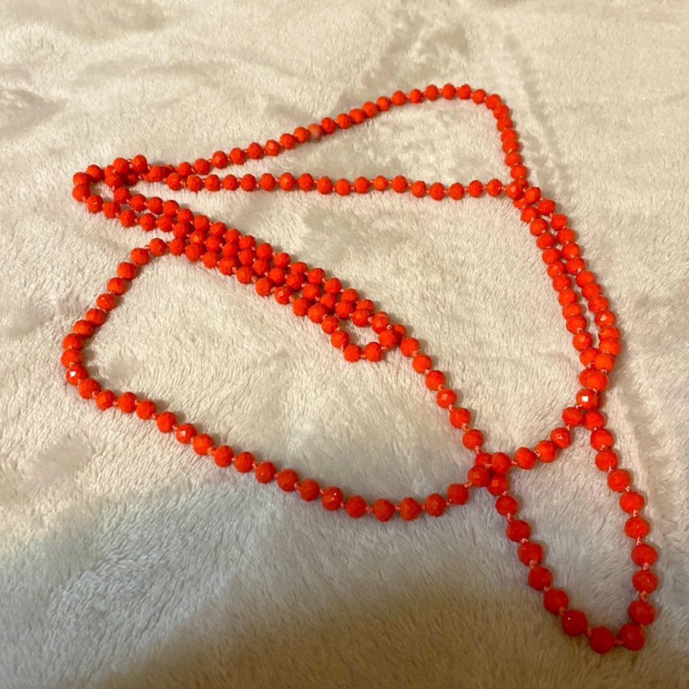 Coral double wrap beaded necklace